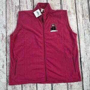 Women's Snowman Zip Up NWT Zip Up NWT Winter Dark Pink Fleece Vest Jacket